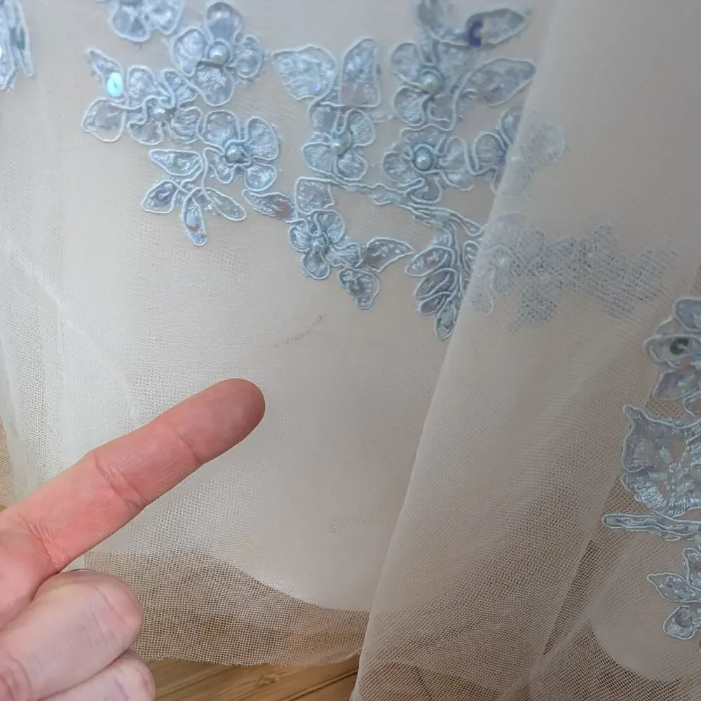 Vtg Jovani Prom Dress Maxi Gown 6 White Blue Y2K Fairy Princess Floral Wedding - Picture 16 of 16